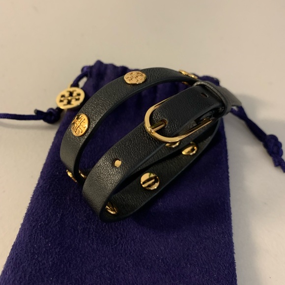 💕👜TORY BURCH Black Leather Wrap Bracelet💕 - Picture 3 of 7
